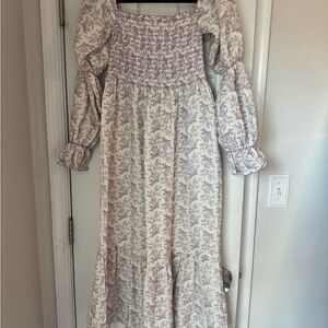 Floral Purple and Cream Women's Dress